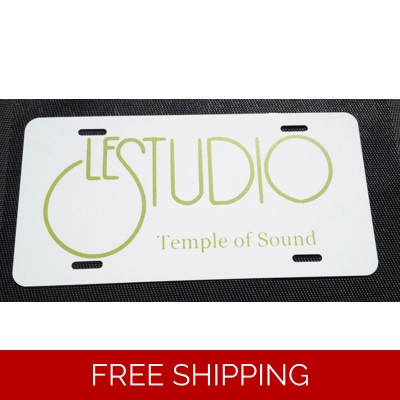 Le Studio License Plates White Lime Green Logo TOS
